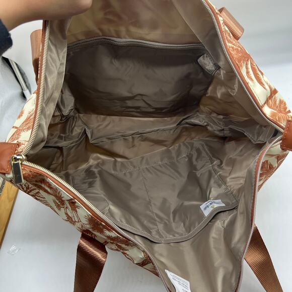 BumbleBella by Jill Martin Foldable Weekender Bags Palm Toile Camel - Picture 7 of 16